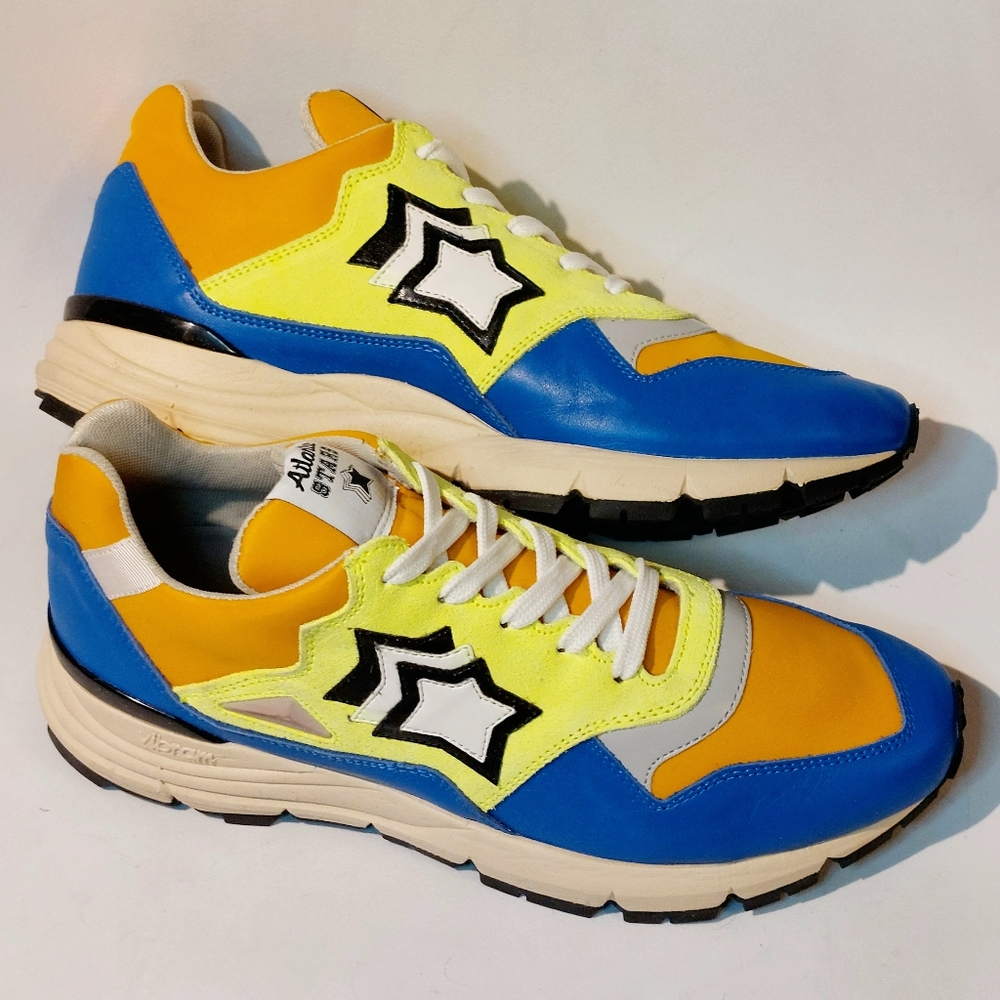Atlantic Stars blue & orange leather & nylon Polaris sneakers, EU41, NWT
